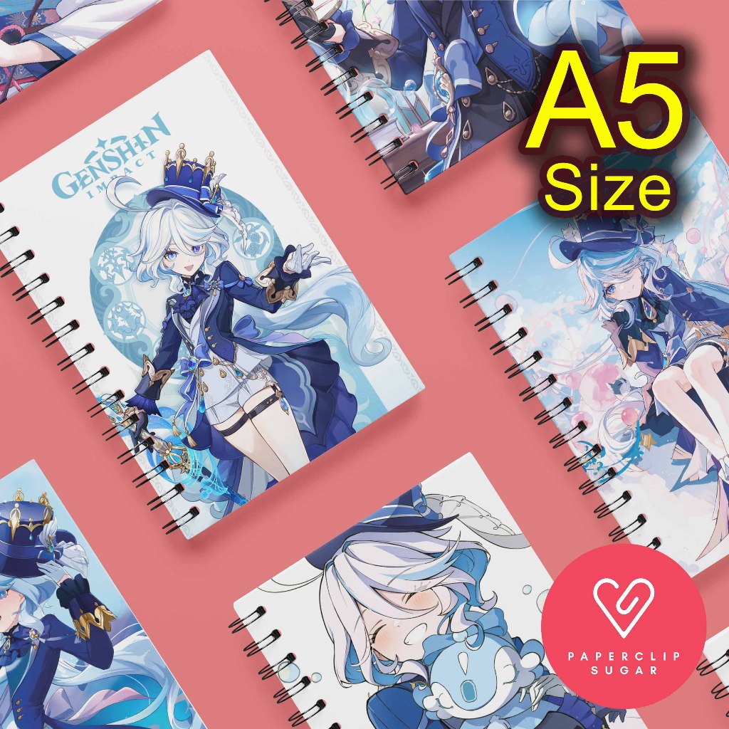 Furina Genshin Impact A5 Notebook 100pgs / Journal / Note Book / Buku Nota - Blank - Line - Dot - Grid