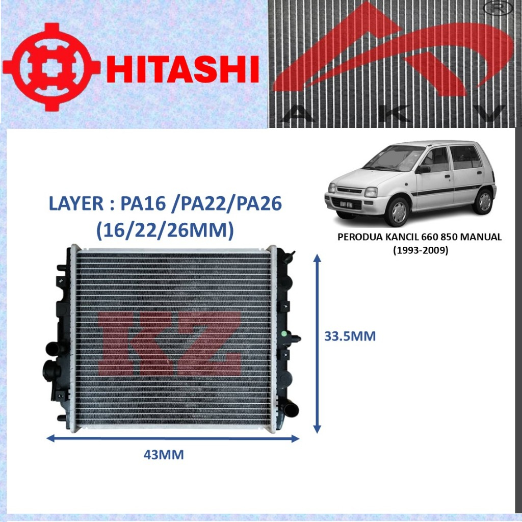 PERODUA KANCIL 660 850 AUTO MANUAL 1993-2009 - RADIATOR - PA16/ PA22/ PA26