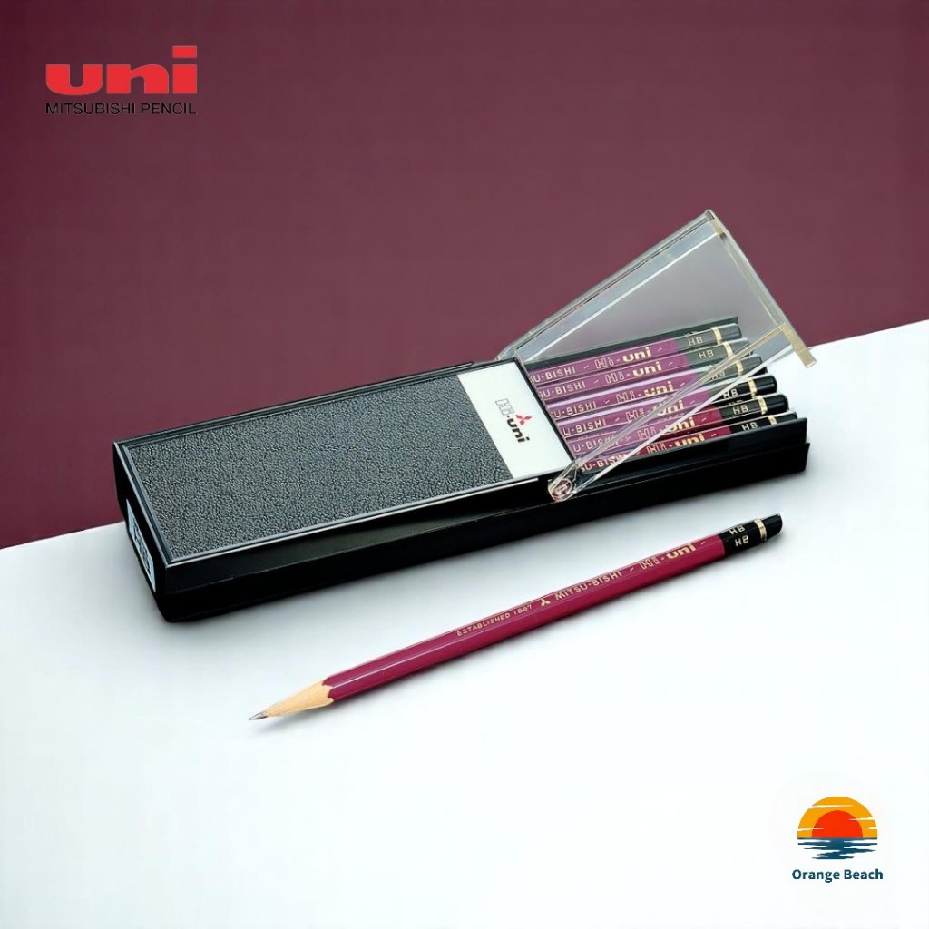 Mitsubishi Uni Hi-Uni Pencil/ดินสอไม้ไฮยูนิ 12 แท่ง/ดินสอวาดรูปมือโปร/Japan Quality/HB 2B