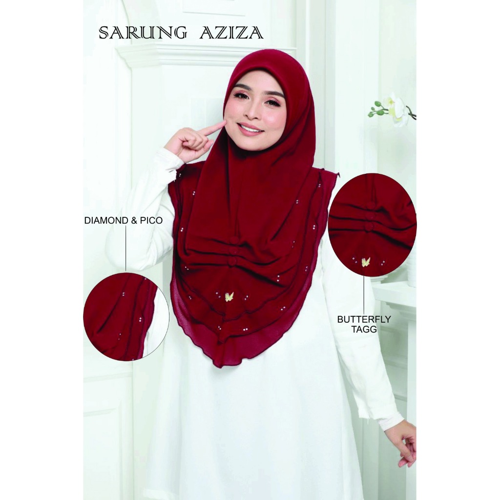 SARUNG AZIZA KAIN HEAVY CHIFON IRONLESS 3LEAYER คอลเลกชั่นใหม่