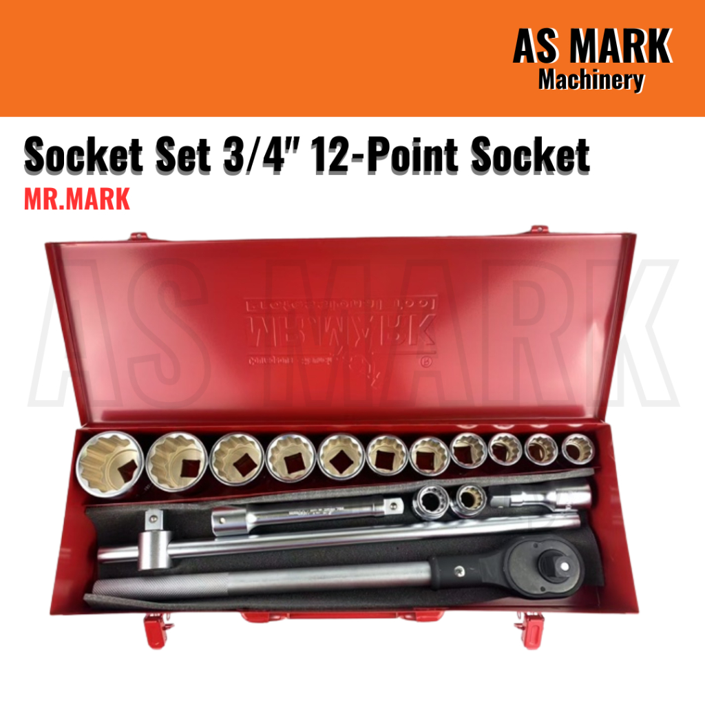 MR.MARK 3/4 Socket Set 3/4" 12-Point Socket MK-6402M 19-21-22-23-24-27-30-32-36-38-41-46-50mm