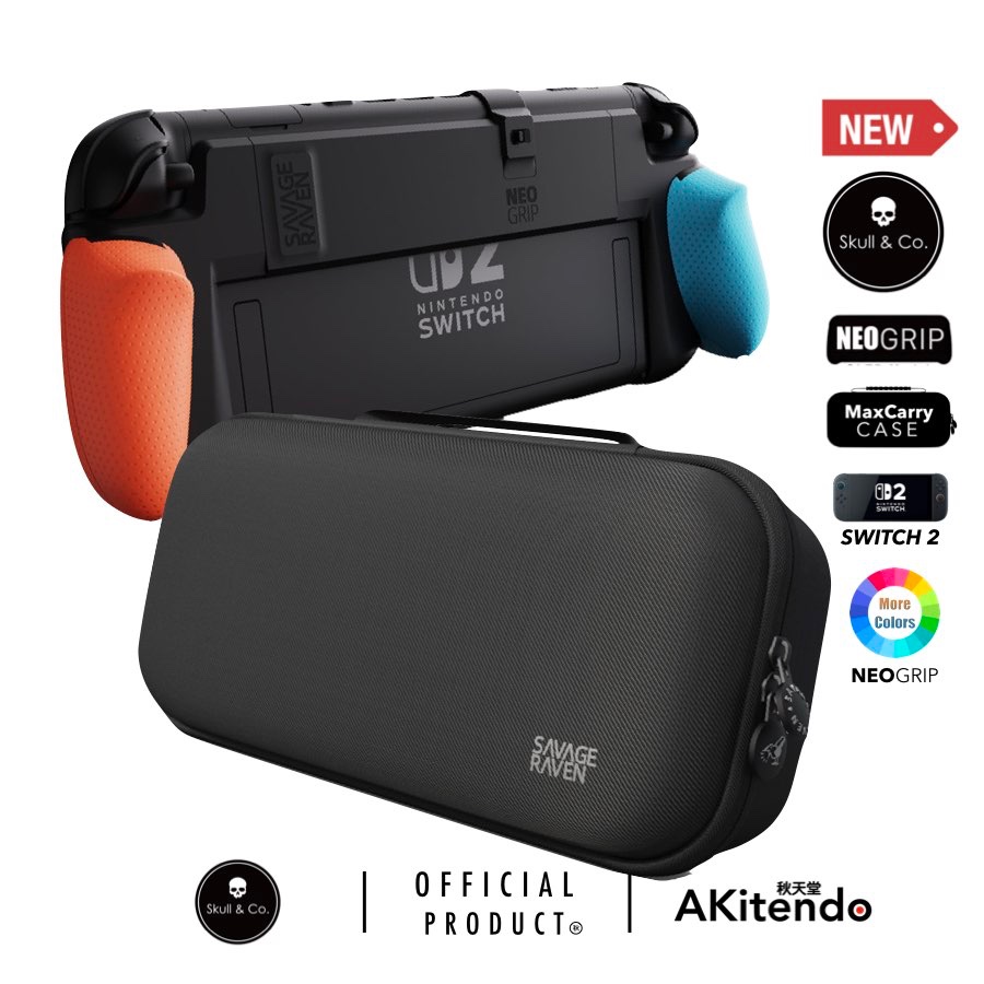 Savage Raven โดย Skull & Co.NeoGrip Bundle Maxbarry Case สําหรับ Nintendo Switch 2
