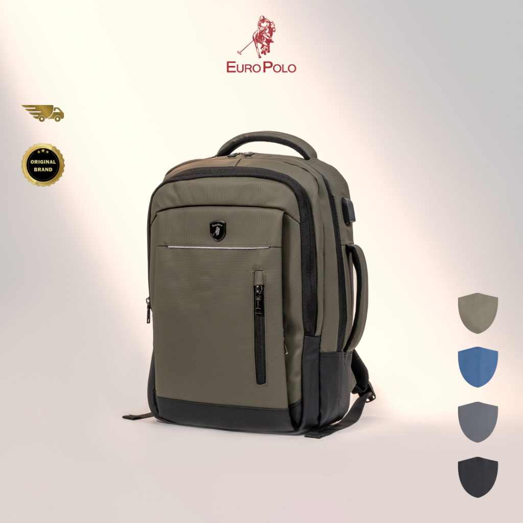 Euro Polo Water Resistance Business Pro Backpack Dual Grab Handle Mens Bag - EBK 40802 B