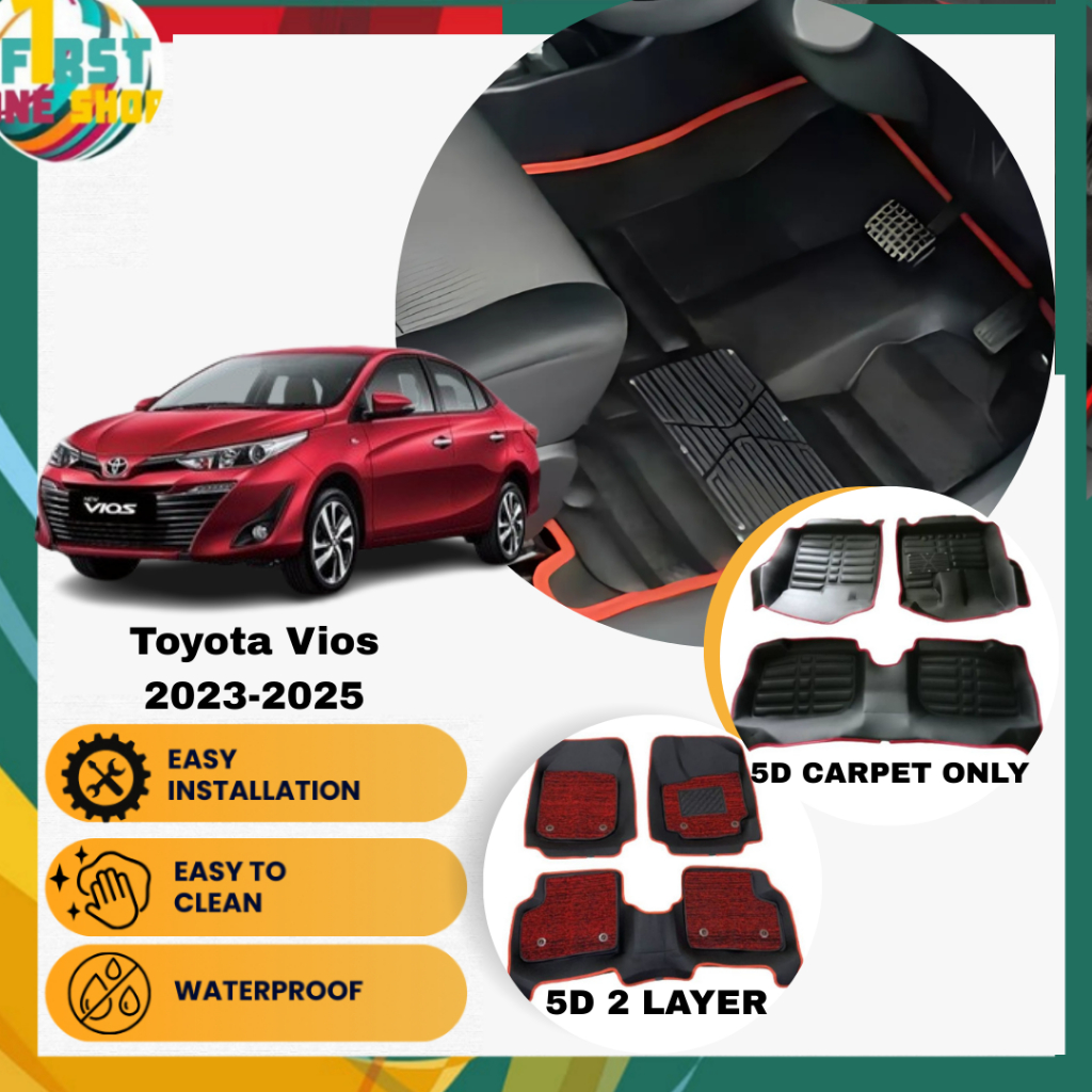 Toyota Vios 2023-2025 5D พรมพรมปูพื้นรถยนต์ OEM พรมพรมปูพื้นรถยนต์