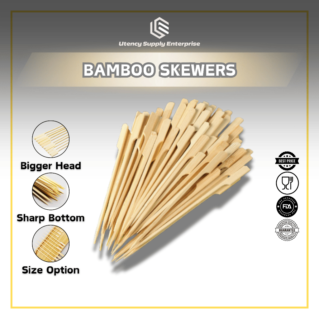 (100 ชิ้น) Oden Skewer Stick Hygienic Bamboo Stick แบบใช้แล้วทิ้ง BBQ Stick Fish Ball Stick