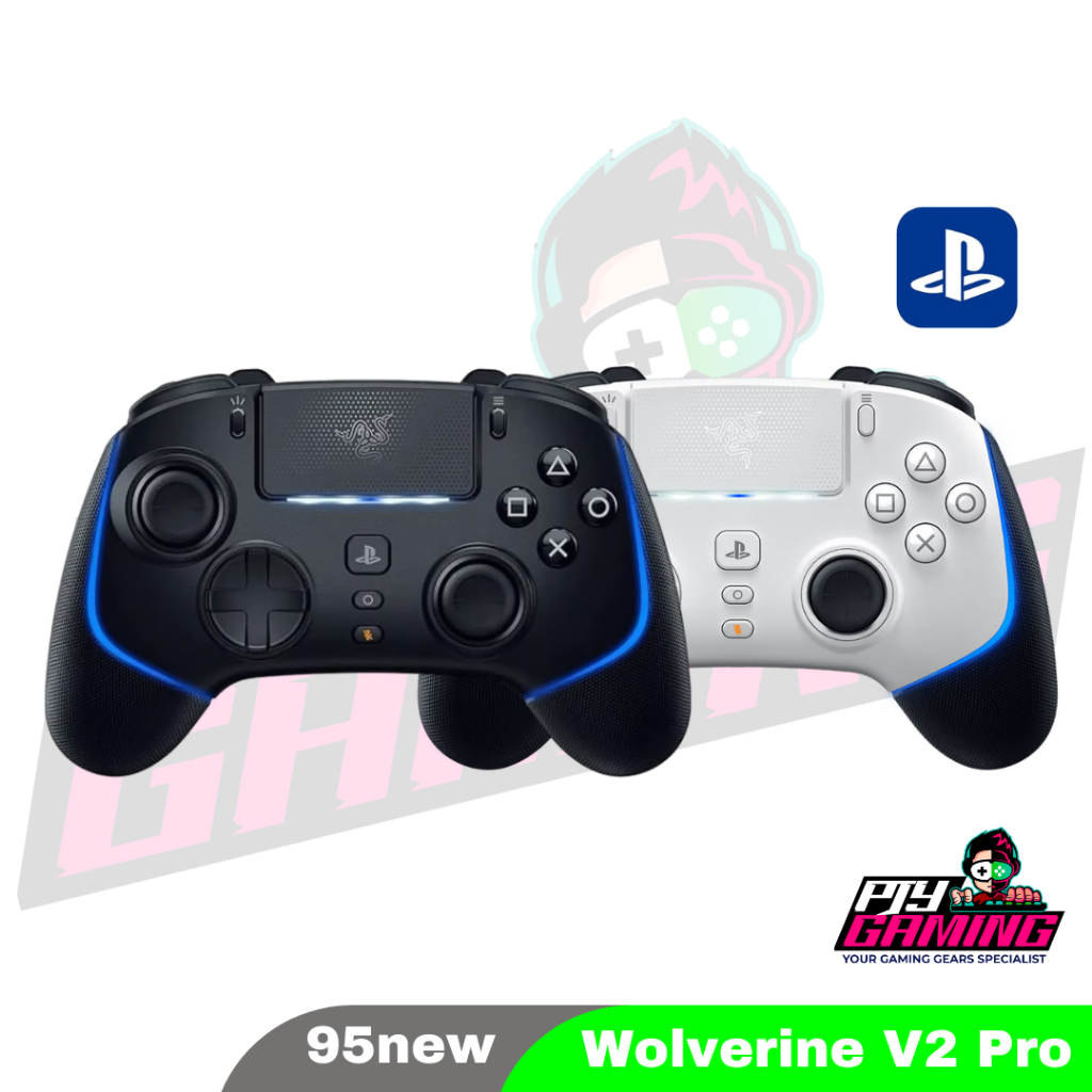 [มือสอง] R@zer Wolverine V2 Pro คอนโทรลเลอร์ไร้สาย - สีดํา/ขาวสําหรับ PlayStation เข้ากันได้กับ PS4,