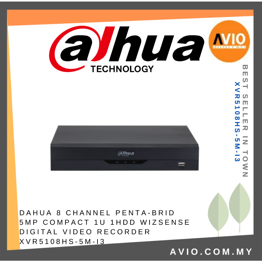 Dahua 8CH 8 ช่อง 4K 8MP Lite 5MP Analog กล้องวงจรปิด DVR Recorder Wizsense 1U 1 Hdd Bay XVR5108HS-5M