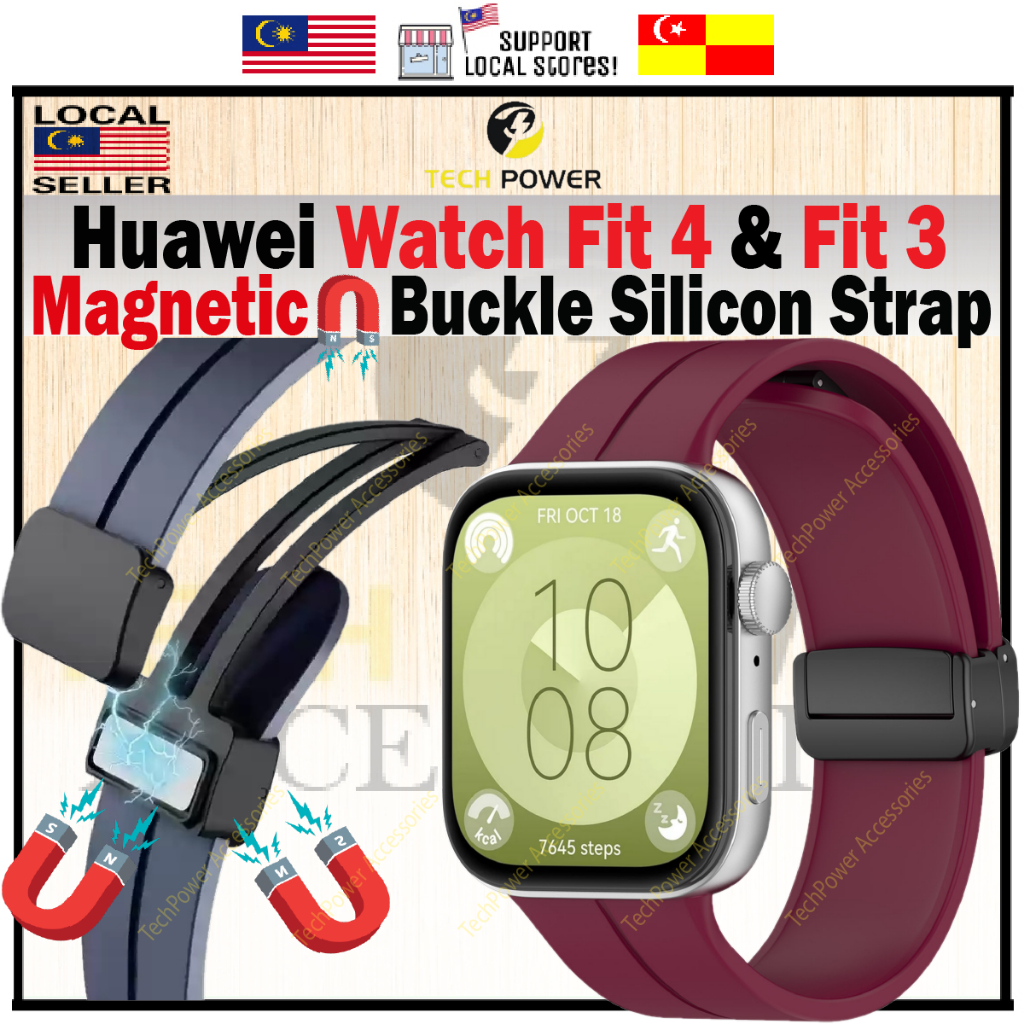 Huawei Watch Fit 3 Magnetic Buckle Silicon Strap,Tali Jam Magnetik Huawei Watch Fit 3 Replacement St