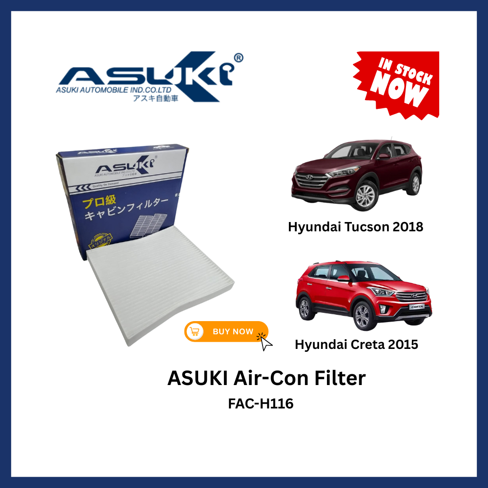 ASUKI ไส้กรองห้องโดยสาร Hyundai Tucson 1.6 JU63 2018 Creta 1.6 2015 อะไหล่ FAC-H116