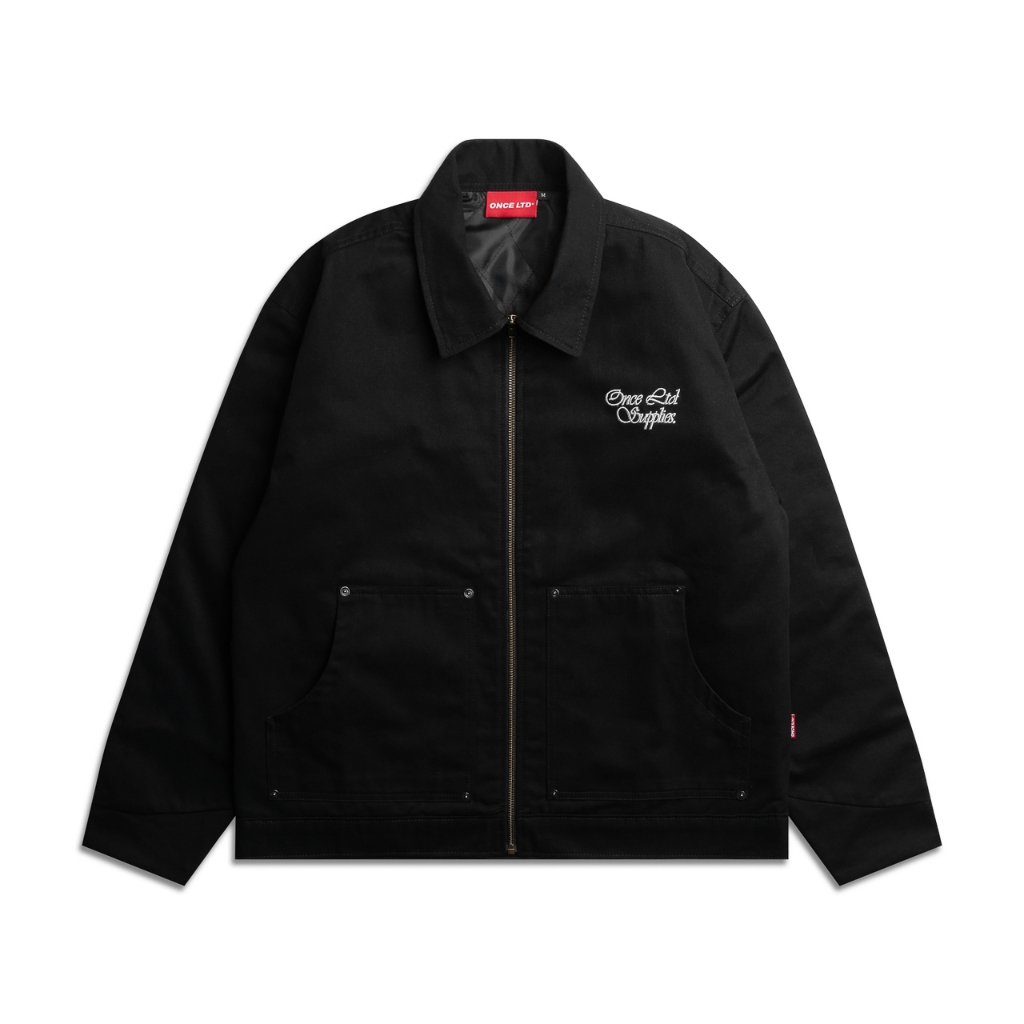 Once LTD Supplies เสื้อแจ็คเก็ตสีดําเข่าคู่