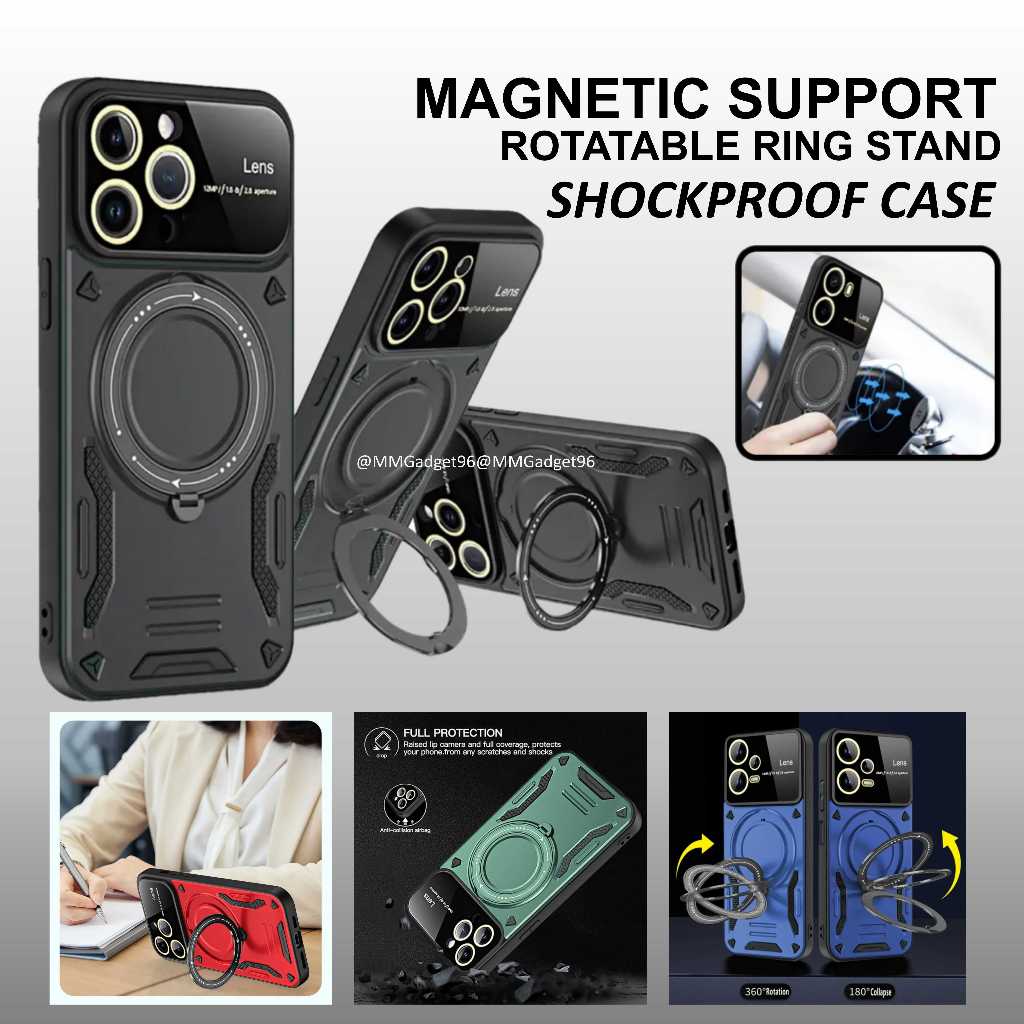 OPPO A5 PRO A79 A98 A54 A57 A77 A77S A17 A17K C75 REALME C75 C75X 14X 5G แหวนแม่เหล็กหมุนได้ขาตั้งกั