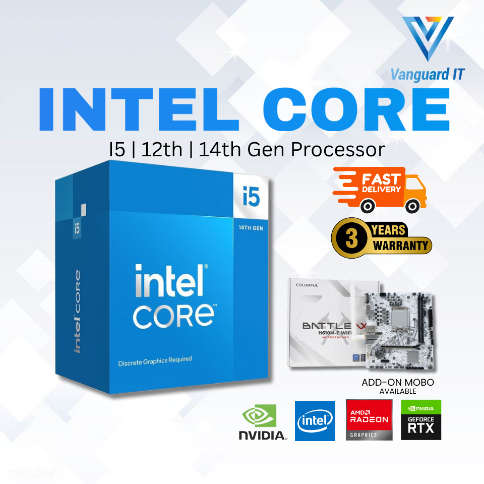 Intel CORE i5 12th/14th GEN [12400F/ 14400F] *COMBO WITH MOBO* [ H610M-E / B760M-T ]