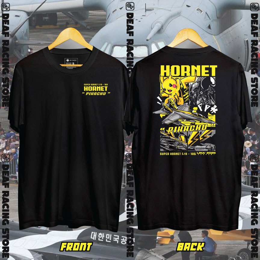 Baju Cotton F/A-18D HORNET PIKACHU, LIMA LANGKAWI 2025, ผ้าฝ้ายคุณภาพพรีเมี่ยมผู้ใหญ่และเด็กเสื้อยืด