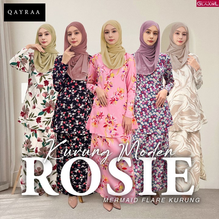 QAYRA ROSIE BAJU KURUNG มีซิป/Kurung Moden Slim/Kurung FLORAL Ironless Baju Kurung Raya 2025/KURUNG 