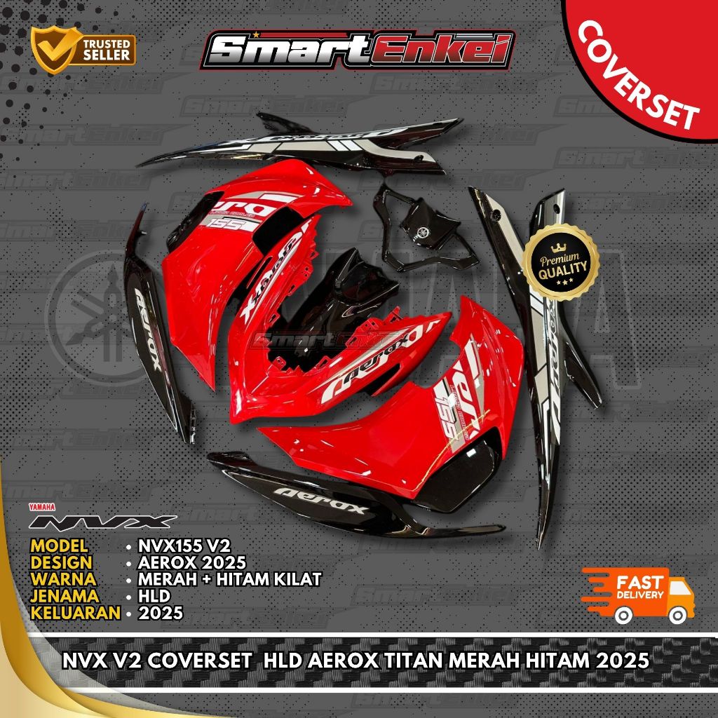 HLD-NVX V2 COVERSET AEROX TITAN MERAH HITAM 2025 HLD