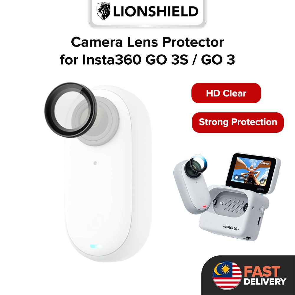 (MY) ตัวป้องกันเลนส์กล้อง LionShield สําหรับ Insta360 Go 3S / Go 3 HD Clear 9H กระจกนิรภัยป้องกันที่