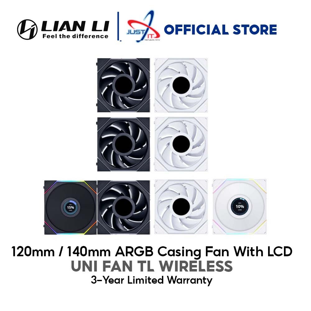 LIAN LI UNI FAN TL120/ TL140 WIRELESS LCD 120mm / 140mm ARGB CASING / CASE FAN - SINGLE / 3-IN-1 PAC