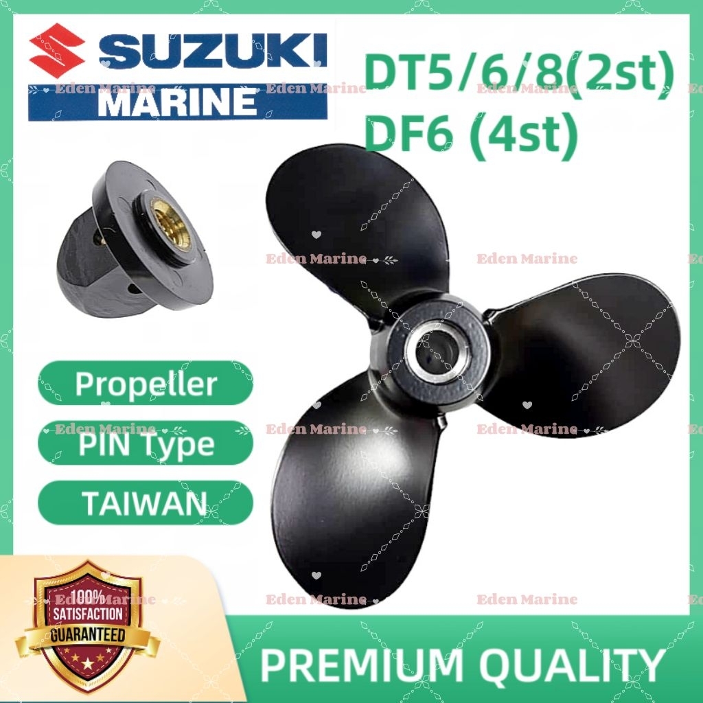 SUZUKI ใบพัด/กีพาส (แบบพิน) & น๊อต สําหรับ ซูซูกิ DT5/6/8 (2 จังหวะ) & DF6 (4 จังหวะ) นอกเรือ