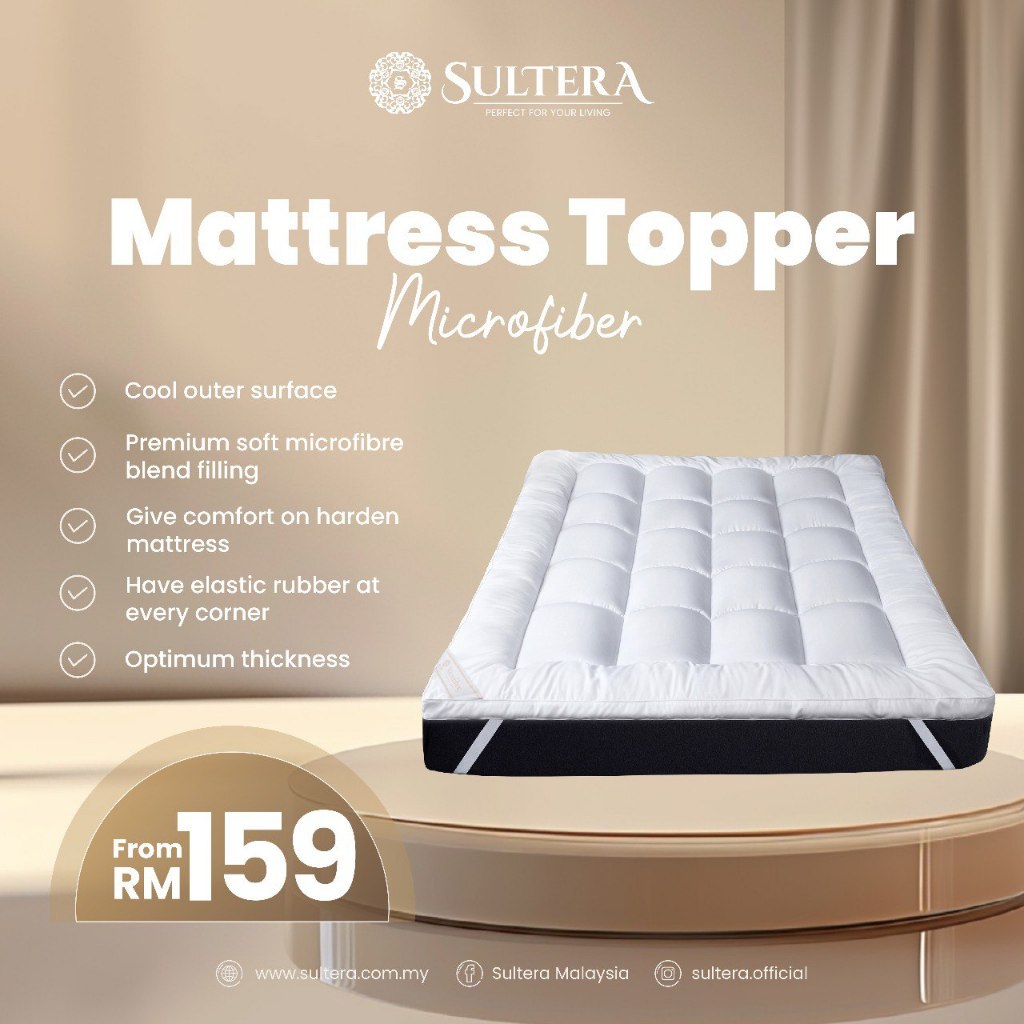 Sultera ที่นอน Topper คุณภาพโรงแรม Topper Queen King Pelapik Tilam Microfibre ผ้าฝ้าย 100% Topper คุ