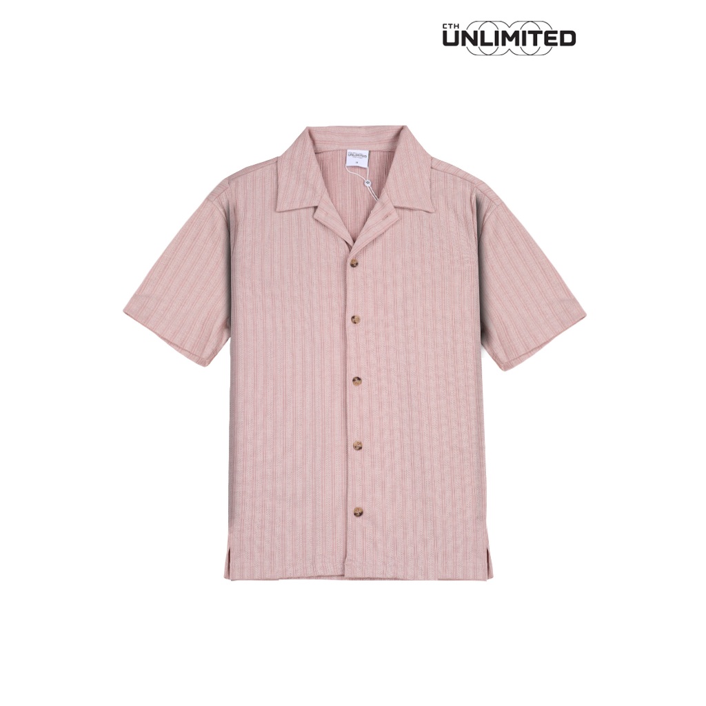 CTH ไม่จํากัด Men Beachwear Regular Fit Polyster Stripe Jacquard Short Sleeve Shirts - CU-13008