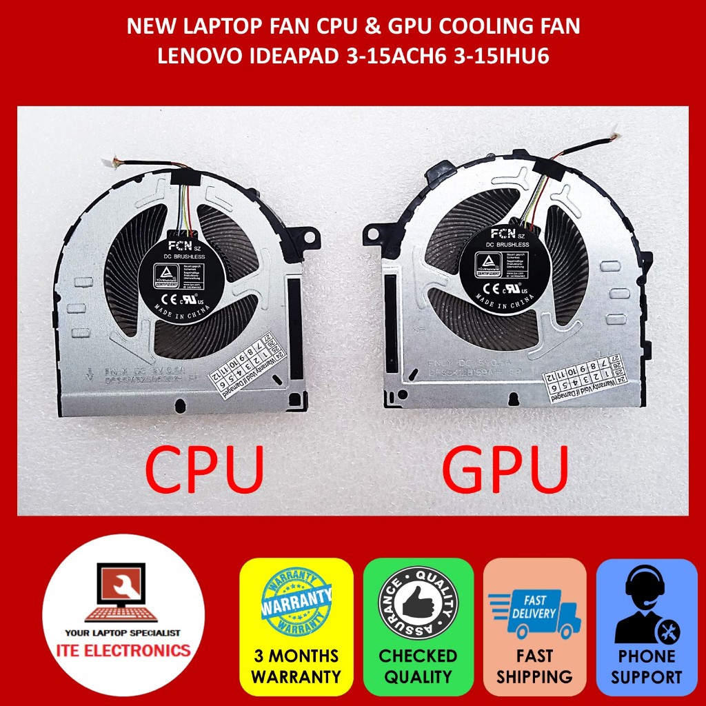 ใหม่ LENOVO IDEAPAD 3-15ACH6 3-15IHU6 SERIES CPU / GPU COOLING FAN