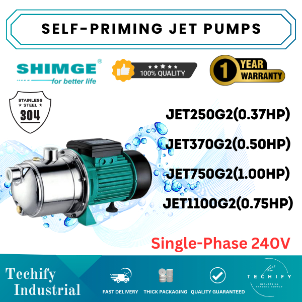 SHIMGE Automatik Self-Priming Jet Pump 0.37HP/0.5HP/1HP/1.5HP JET370G2 & JET750G2 Pam Air Rumah