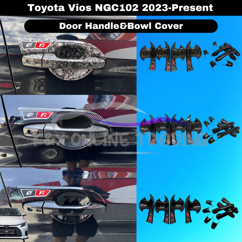 Toyota Vios NGC102/AC100 2023-2025 Carbon Trim & Glossy Black Door Handle & Bowl Garnish Protector C