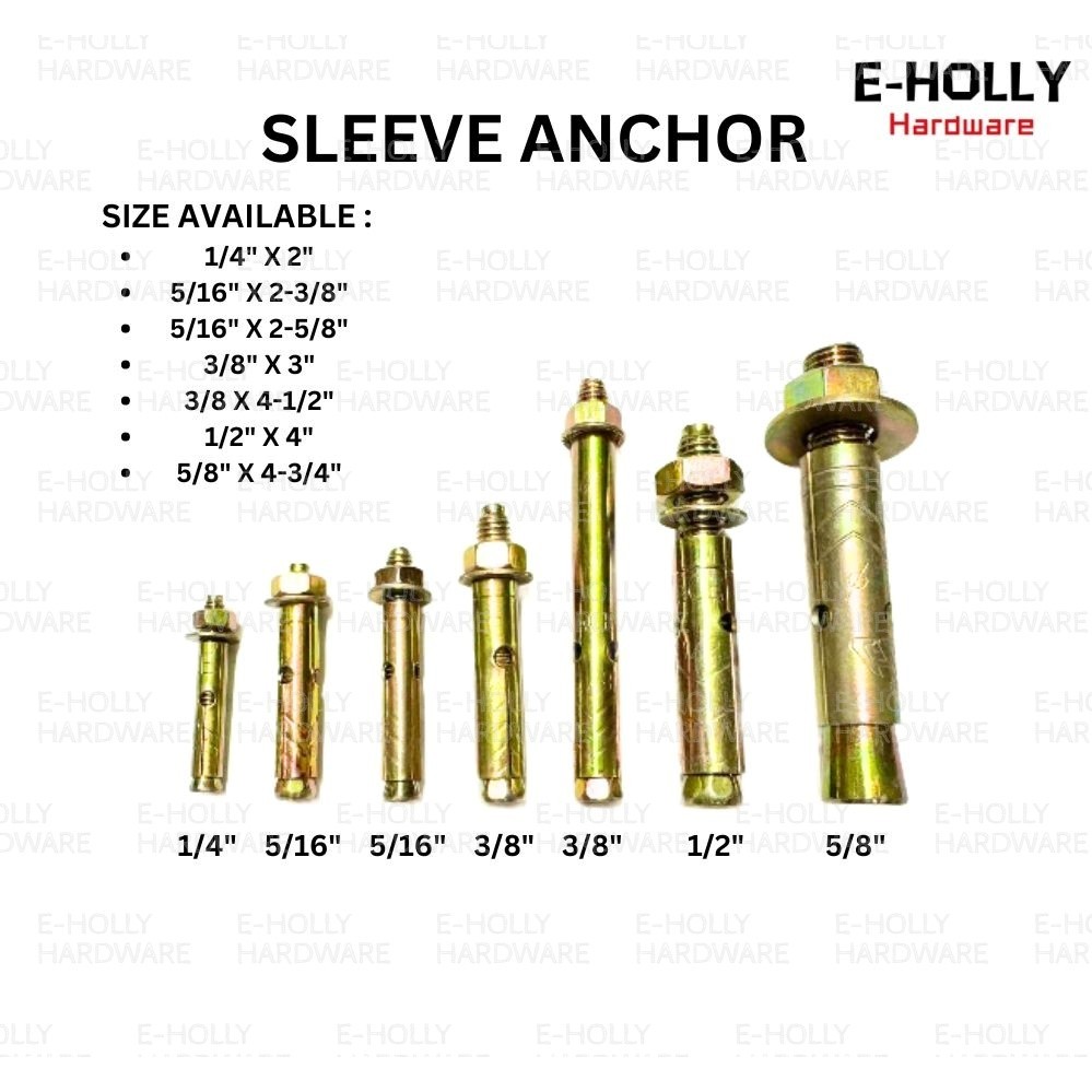 EHLLY Sleeve Anchor/PJ Anchor/ปลั๊กติดผนัง Besi/Dpi Anchor/Anchor Boat/Anchor Bolt/สกรูขยาย/ปลั๊กไฟเ