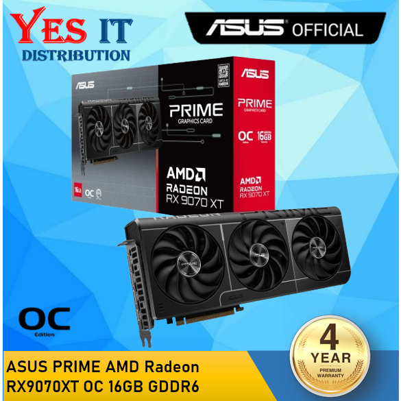 ASUS Prime Radeon RX9070XT OC Edition 16GB GDDR6 (PRIME-RX9070XT-O16G)