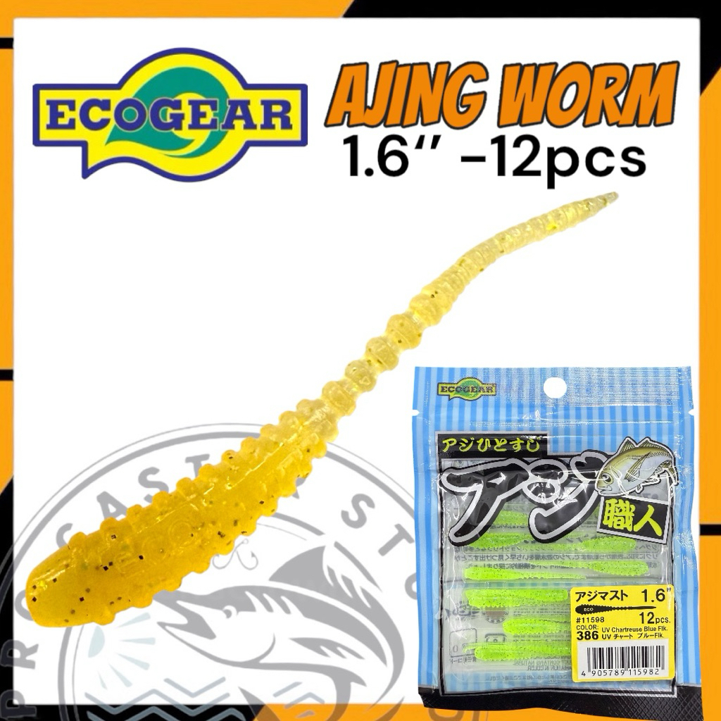 ECOGEAR AJING WORM 1.6inc 12pcs เหยื่อตกปลาเหยื่อตกปลาพลาสติกอ่อน sp