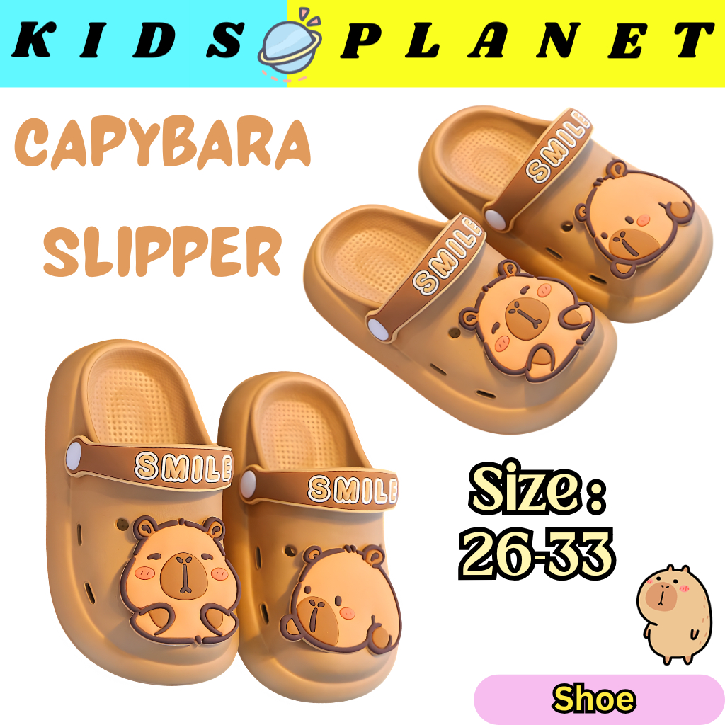รองเท้า Capybara kasut selipar kale kanak anti gelincir เด็กเด็ก goodies รองเท้านุ่มรองเท้าแตะกันลื่
