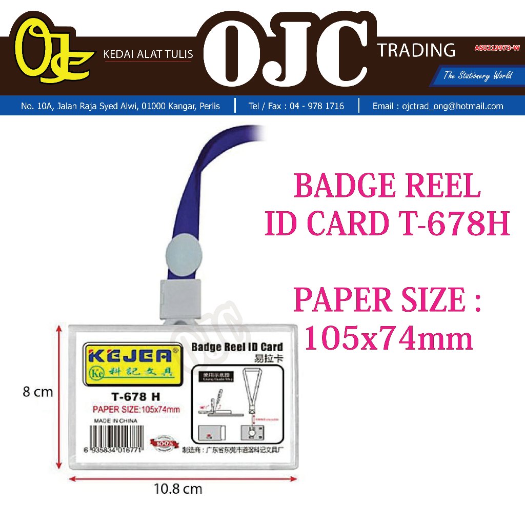KEJEA Card Holder (Badge Reel) Retractable Badge Reel ID Card T-678 H 105x74MM