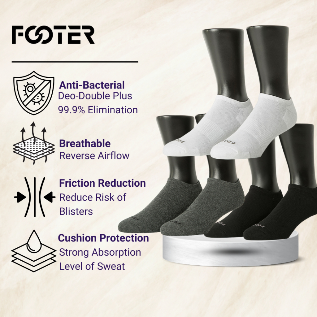 FOOTER ถุงเท้ากีฬาป้องกันแบคทีเรีย T71