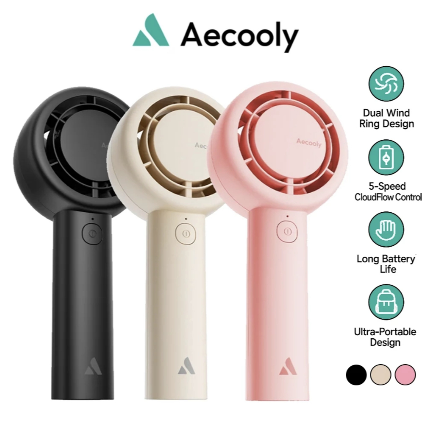 Aecooly พัดลมเทอร์โบมือถือแบบพกพา Halo 01 | พัดลมเทอร์โบสําหรับเดินทางพกพาแบบชาร์จ USB 5 ความเร็ว