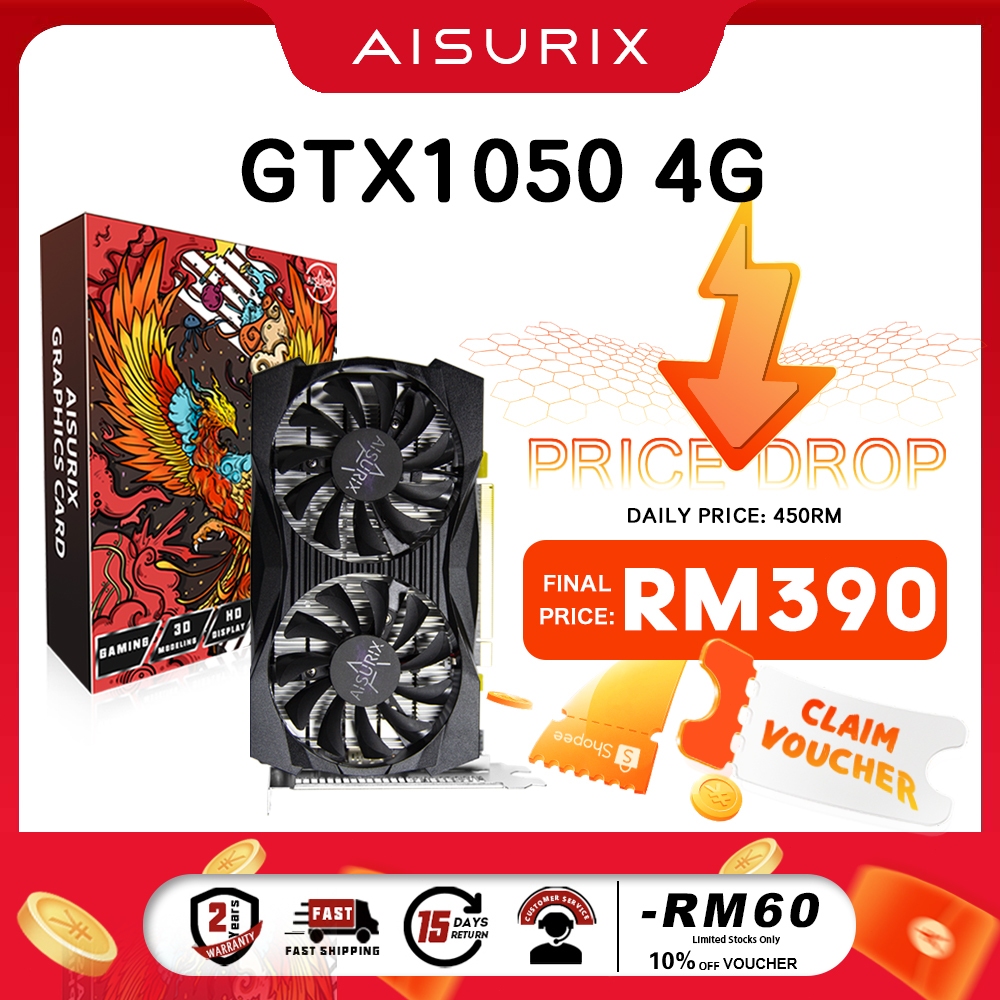 AISURIX GTX 1050 4gb กราฟิกการ์ด GTX 1060 6GB GPU VGA การ์ดสําหรับ Gaming Office