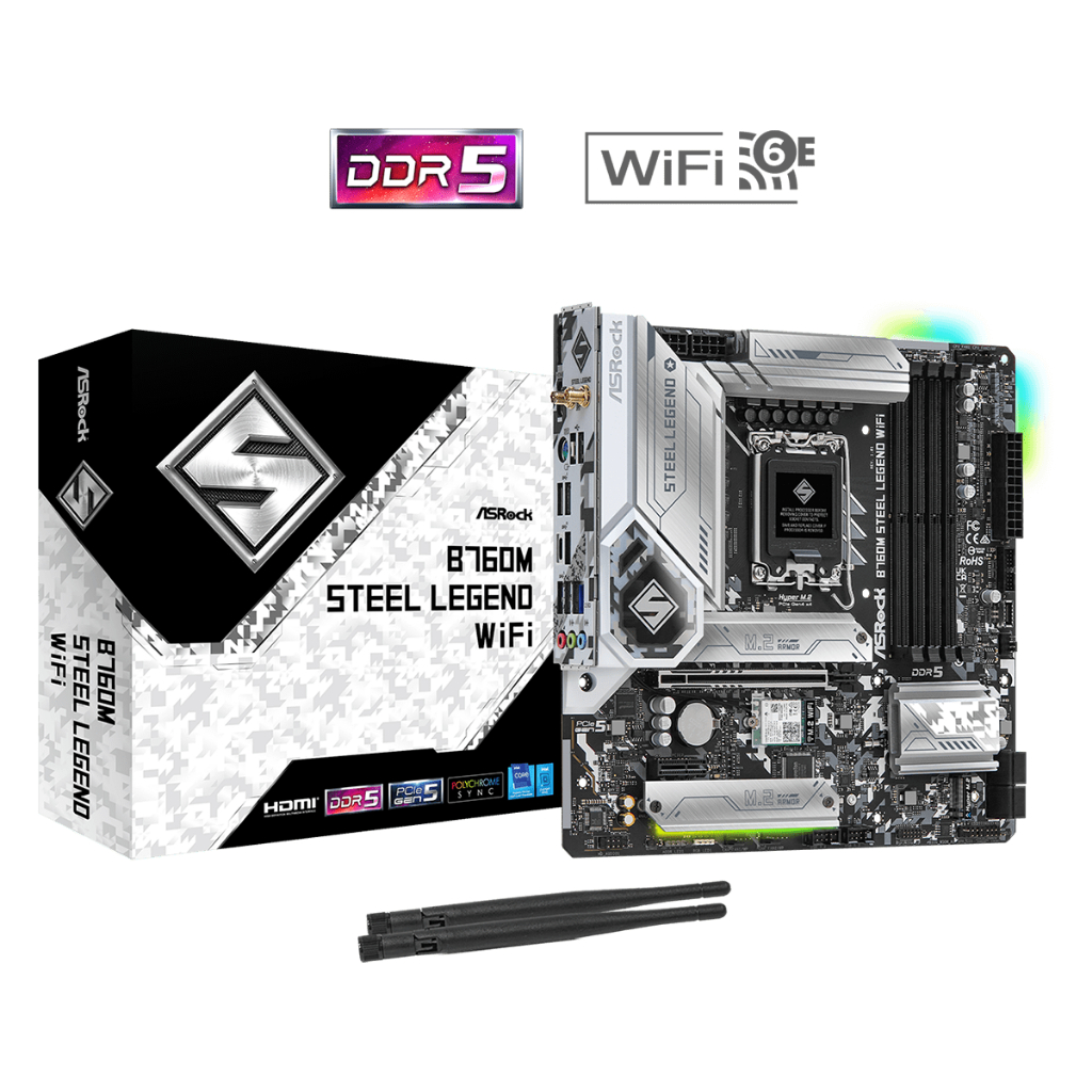 ASRock B760M Steel Legend WiFi mATX เมนบอร์ด/ซ็อกเก็ต LGA 1700 และ DDR5