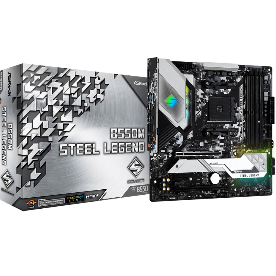 ASRock B550M Steel Legend mATX เมนบอร์ด/ซ็อกเก็ต AM4 และ DDR4