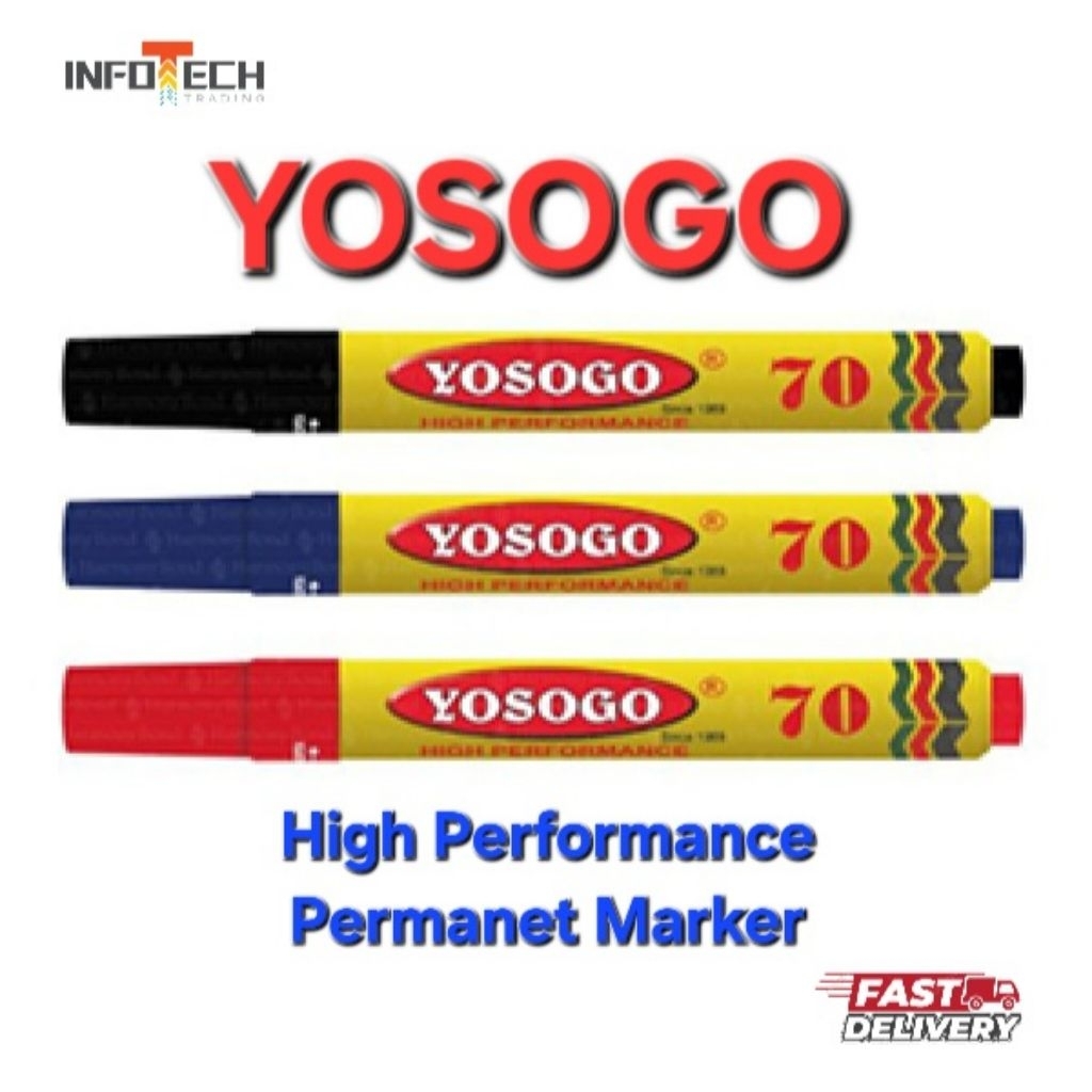 MARKERPEN KUALITI TINGGI JENIS TAHAN LAMA YOSOGO ประสิทธิภาพสูง PERMANENT MARKER XYLENE ฟรี