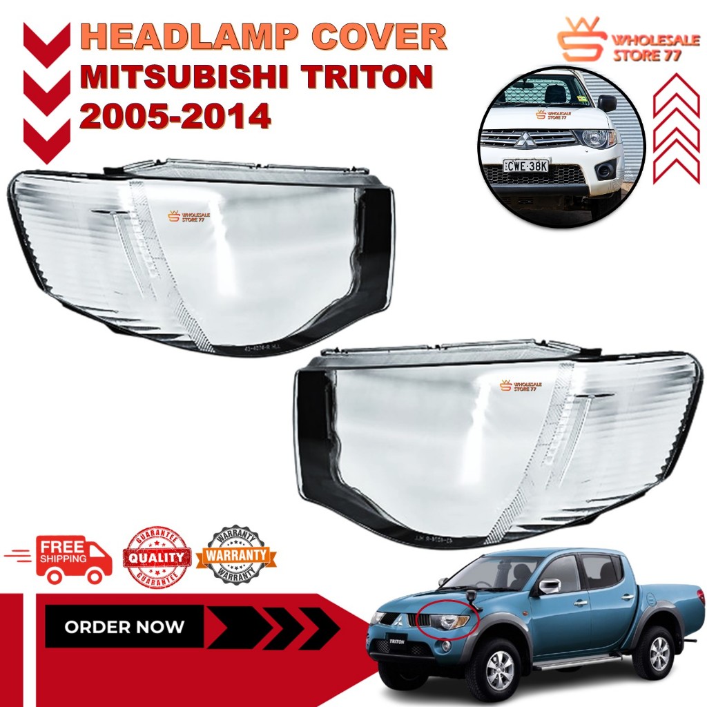 MITSUBISHI มิตซูบิชิ ไตรตัน 2005-2014 ฝาครอบไฟหน้าไฟหน้าเลนส์เปลี่ยนรถด้านหน้าหัวแสงอัตโนมัติเชลล์