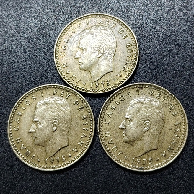 สเปน Juan Carlos I, 1 Peseta 1975 ( x 3 )