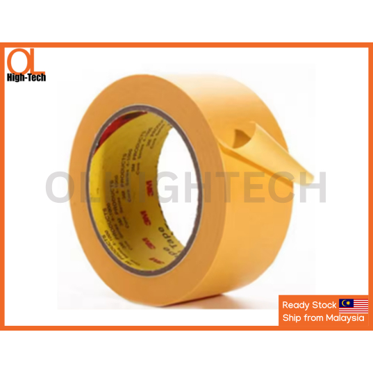 3m244 เทปกาวสีเหลืองอุณหภูมิสูงฉีกขาดง่าย / 3M244 Precision Crepe Plus 50m สีเหลือง เทปคุณภาพสูง