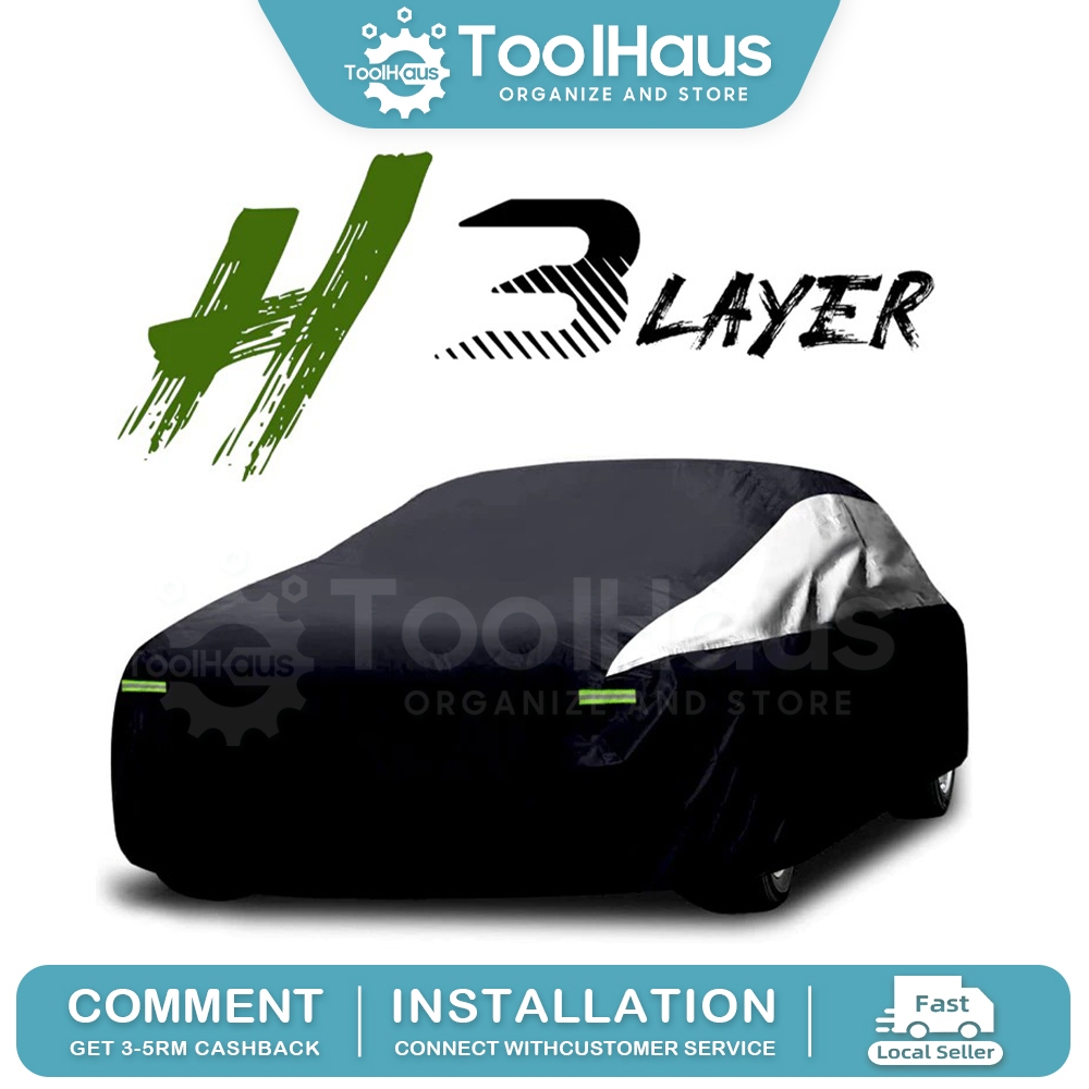 ผ้าคลุมรถกันน้ํา 3 ชั้นทุกสภาพอากาศ Snowproof UV Protection Windproof Outdoor Full Car Cover Univers