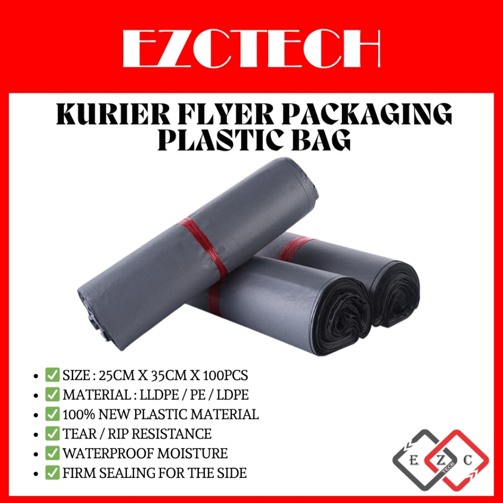 25x35cmx100pcs Flyer Courier กระเป๋าพัสดุ Beg Kurier Flyer บรรจุภัณฑ์ถุงพลาสติก Poslaju dhl j & t ทั