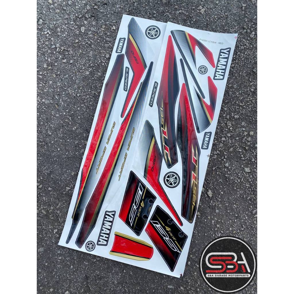 สติ๊กเกอร์ BODYSET / ฝาครอบเทป LC135 V1 DRMK MAROON GOLD MORITAKA YAMAHA NO 4