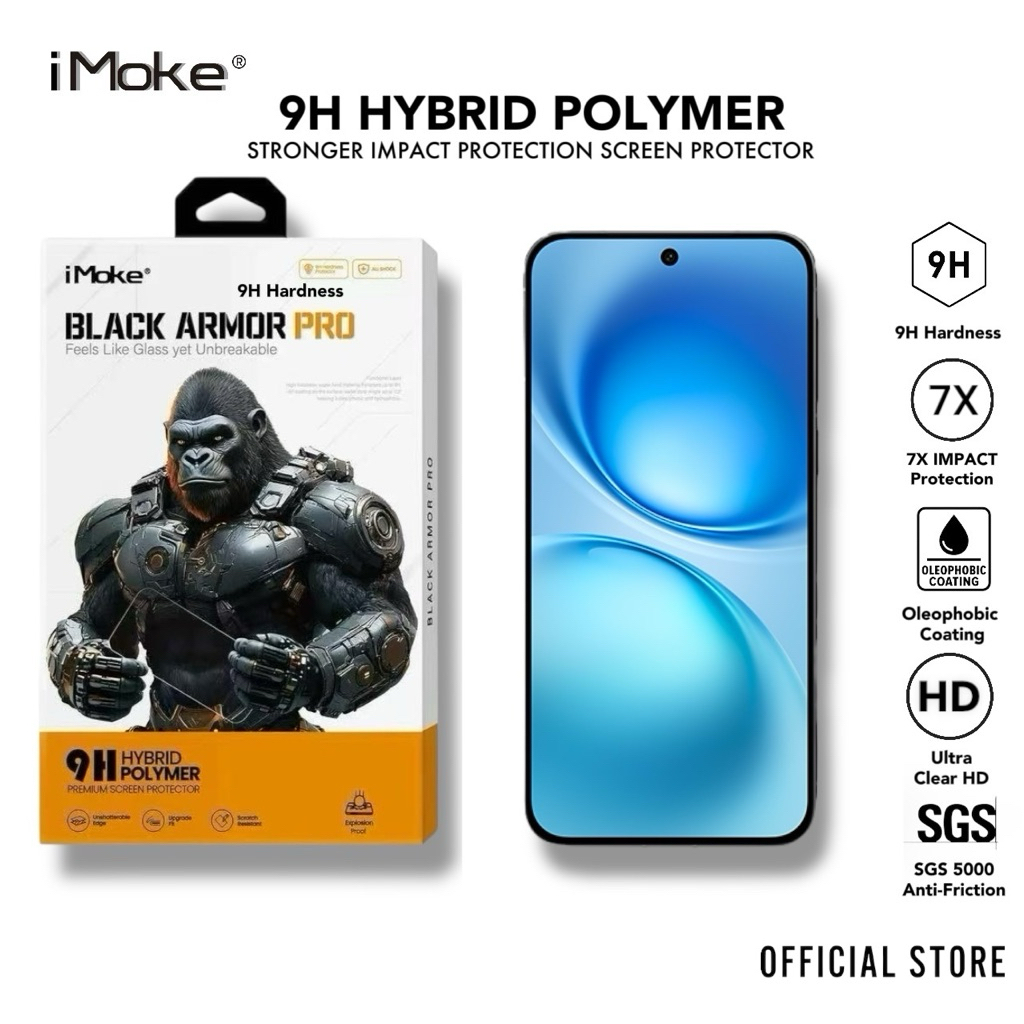 IMoke 9H เกราะสีดํา Pro Impact Screen Protector สําหรับ Vivo X300 Pro 5G/X300 5G/Vivo X200 FE 5G