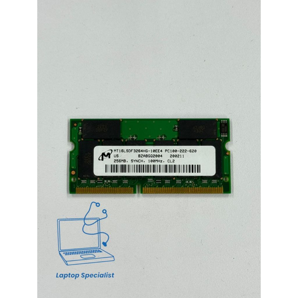 ไมครอน 256MB SDRAM PC100 SO-DIMM แล็ปท็อป RAM CL2 MT16LSDF3264HG-10EE4