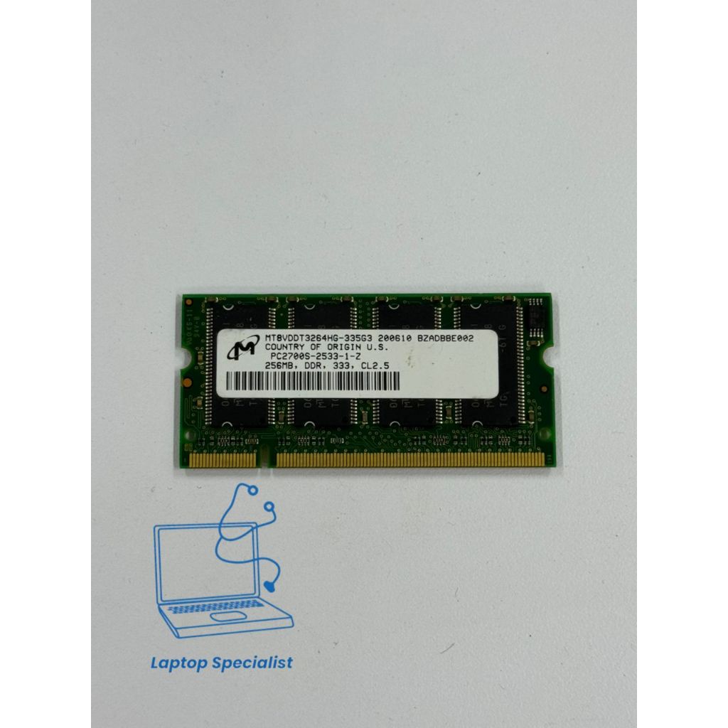 ไมครอน 256MB DDR PC2700S แล็ปท็อป RAM CL2.5 MT8VDDT3264HG-335G3