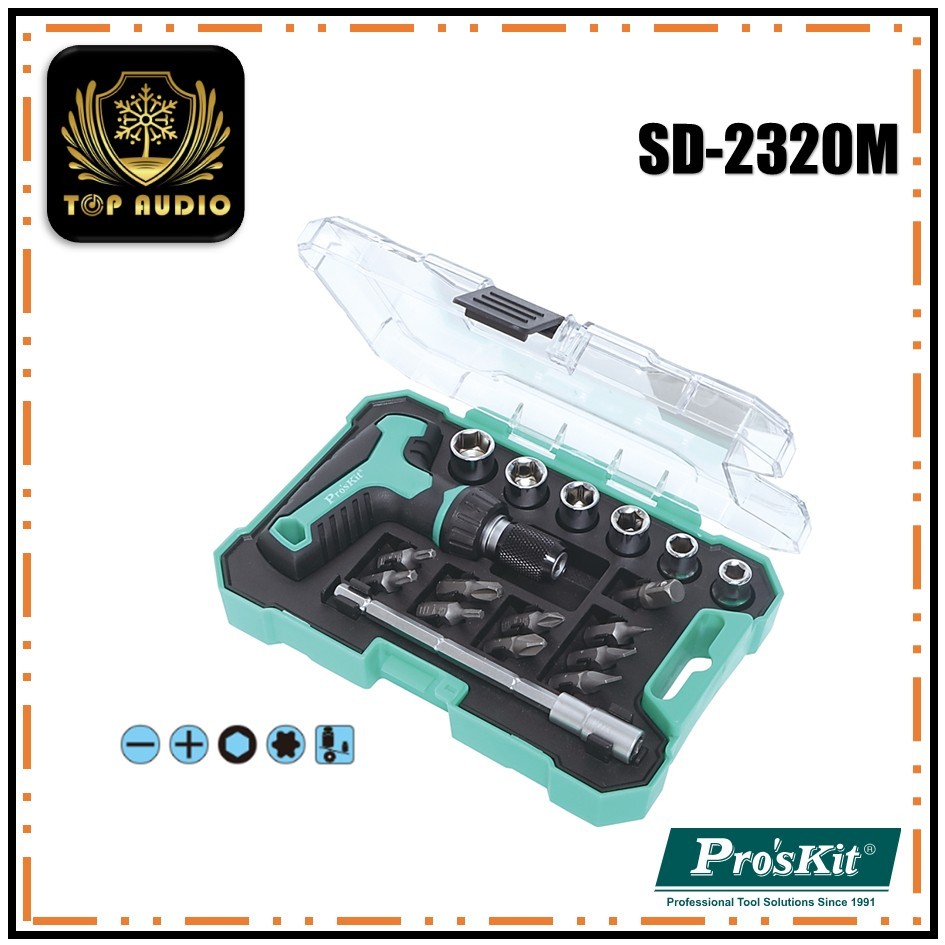 ProsKit SD-2320M 18 in 1 Mini T-Handle Ratchet Set