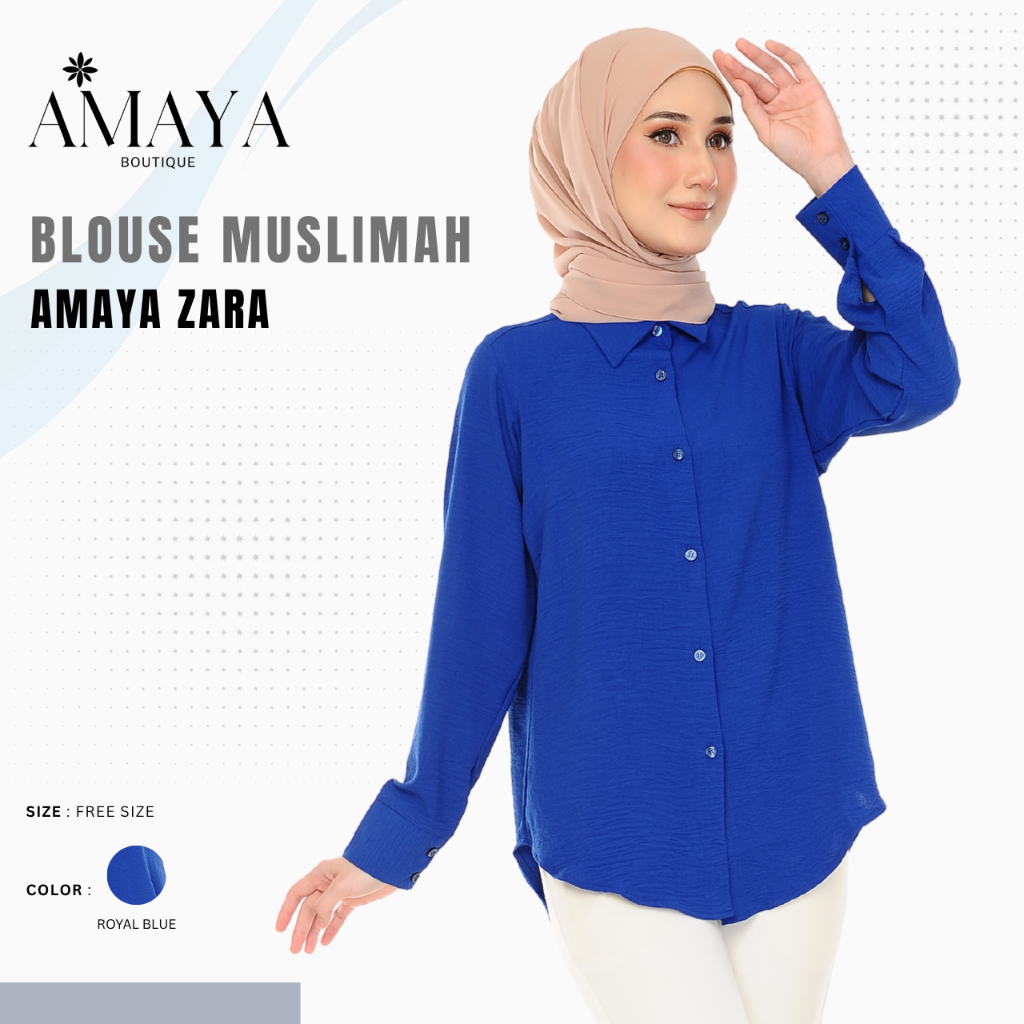 Amaya Boutique – เสื้อ Muslimah Pastel & Modets Women tops เสื้อ causal Official Royal Blue