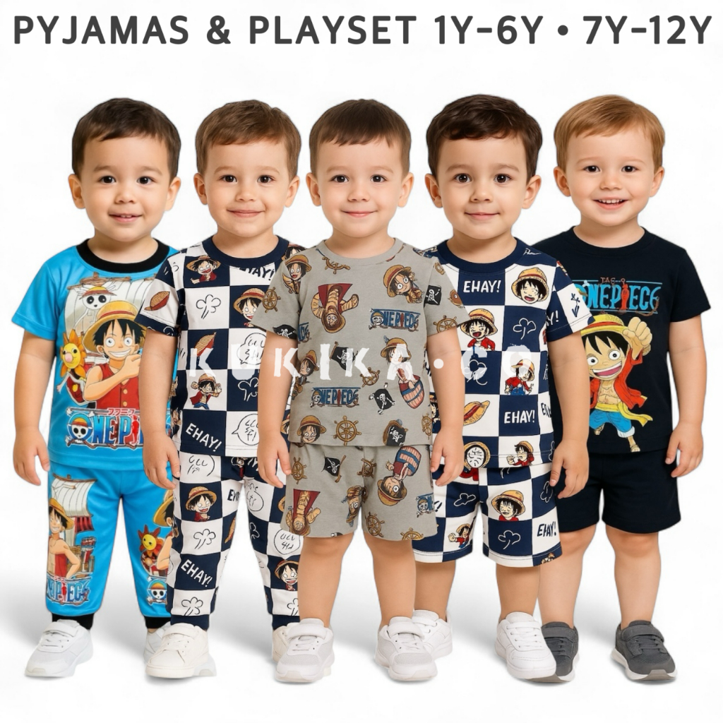 1Y-12Y •RS SELLER SKL TN• PYJAMAS & PLAYSET COTTON BOY PLAYSET BAJU SIANG ONE P1ECE